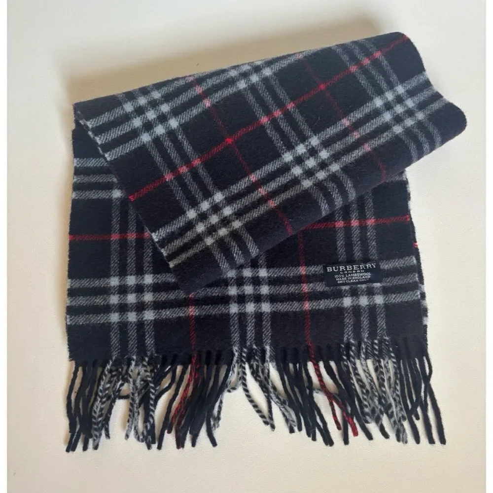 Vintage Authentic Burberry Lambswool Classic Unisex Scarf 72”L ~ Excellent
